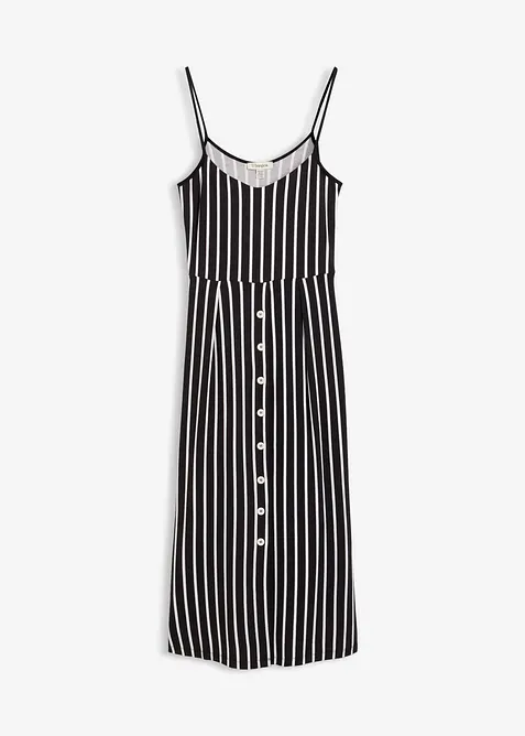 Sommerlig jerseykjole med knappestolpe og striper, bonprix