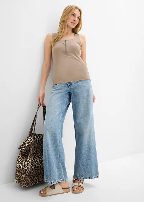 Ribbet topp av 100% bomull, bonprix