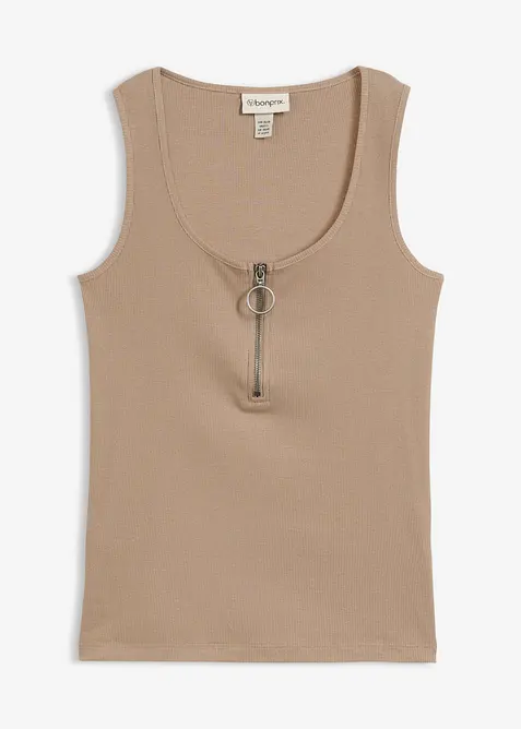 Ribbet topp av 100% bomull, bonprix