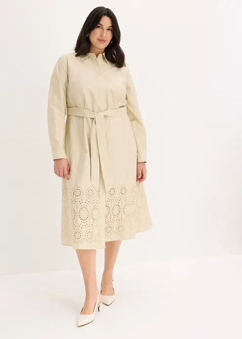 Skjortekjole med hullbroderi, bonprix