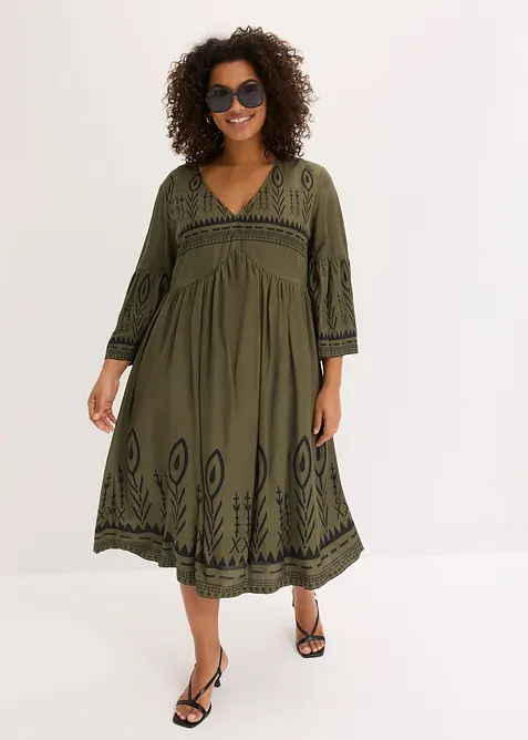 Midikjole i lett viskose, bonprix