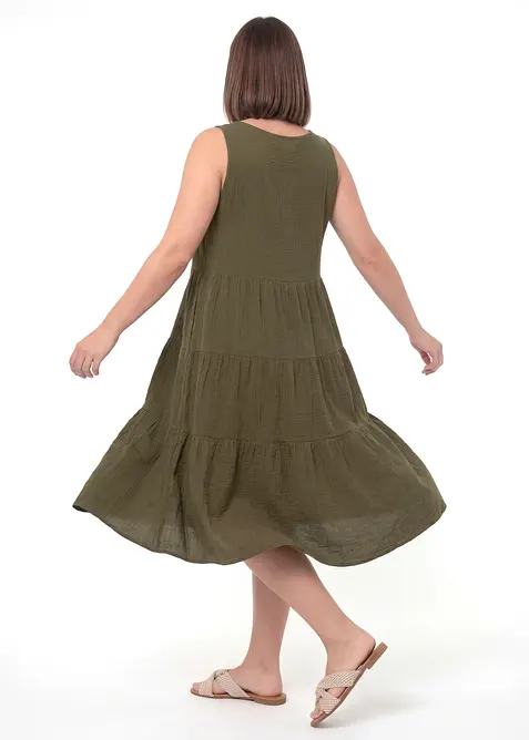 Musselin-kjole i 100% bomull, bonprix