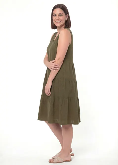 Musselin-kjole i 100% bomull, bonprix