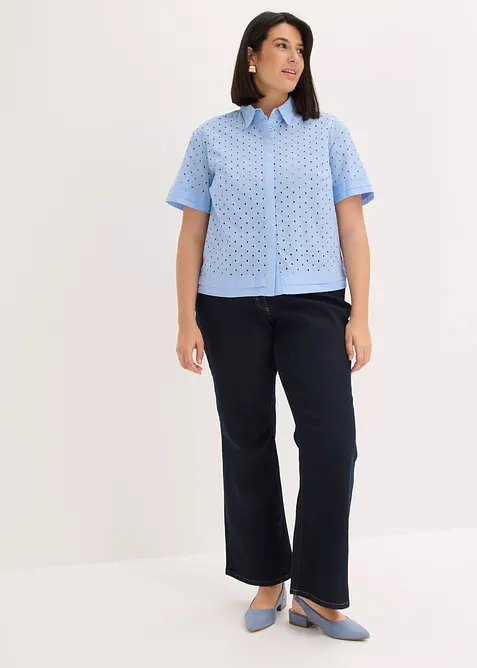 Bluse med hullbroderi, bonprix