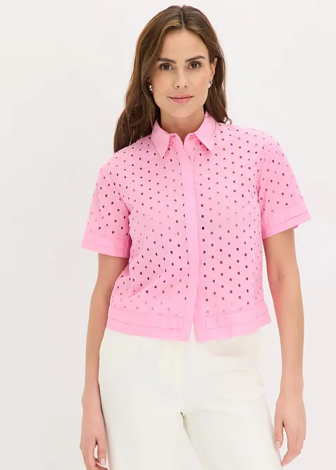 Bluse med hullbroderi, bonprix