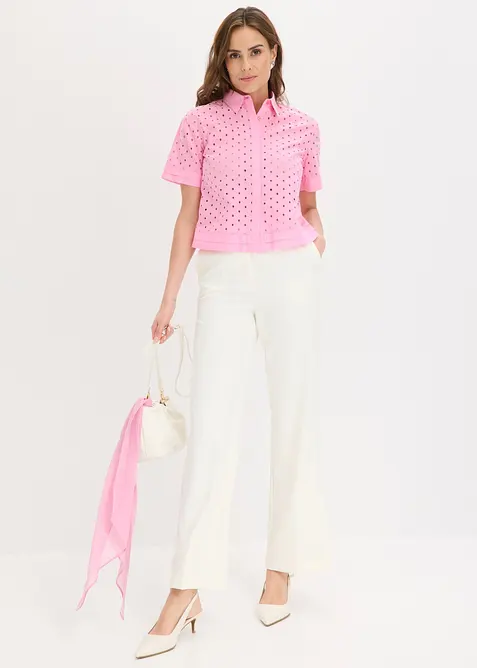 Bluse med hullbroderi, bonprix