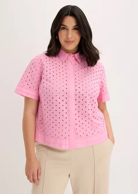 Bluse med hullbroderi, bonprix