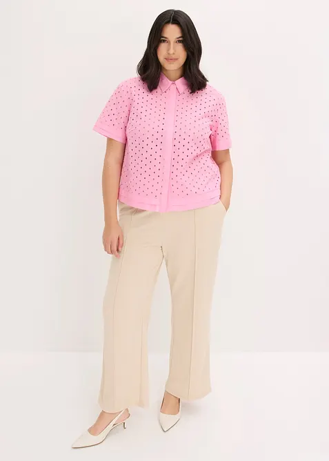 Bluse med hullbroderi, bonprix