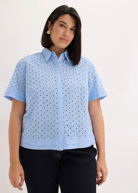 Bluse med hullbroderi, bonprix