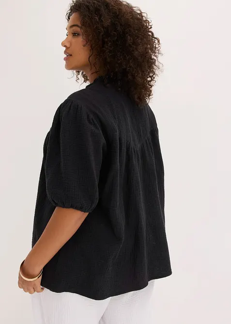 Kortermet musselinbluse, bonprix