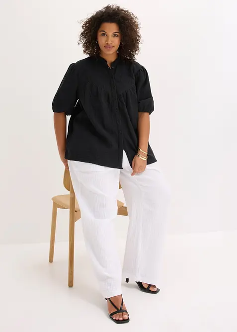 Kortermet musselinbluse, bonprix