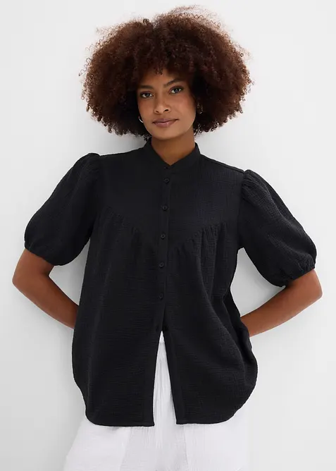 Kortermet musselinbluse, bonprix