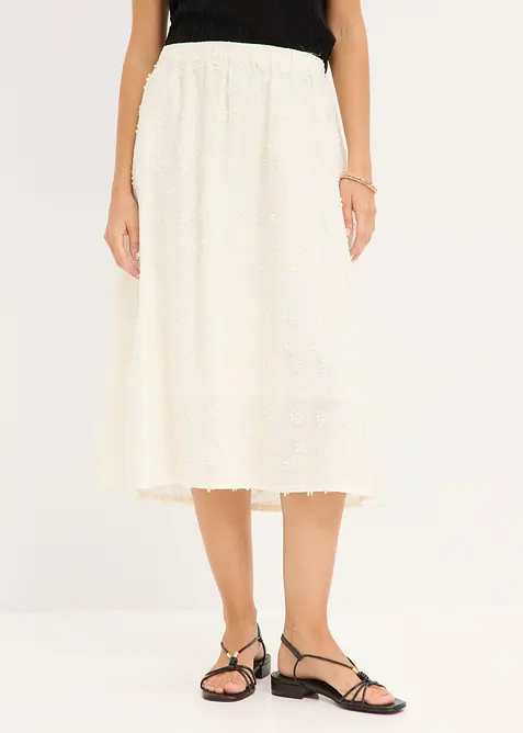 Midiskj&oslash;rt med blomsterbroderi, bonprix