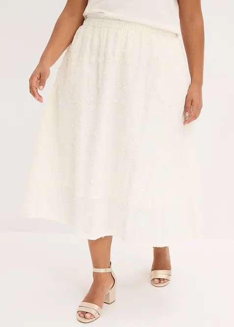 Midiskj&oslash;rt med blomsterbroderi, bonprix