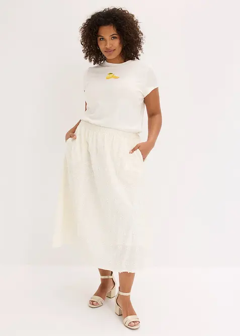 Midiskj&oslash;rt med blomsterbroderi, bonprix