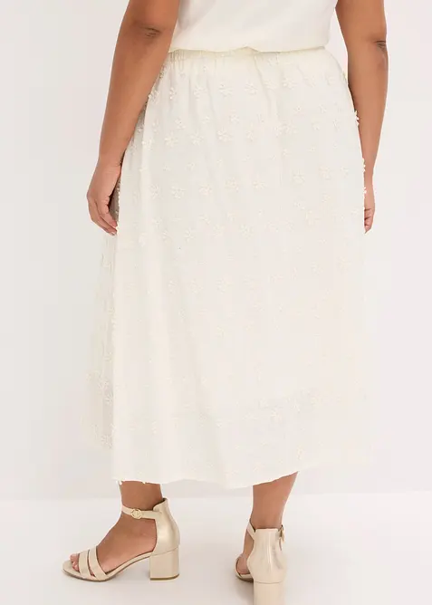 Midiskj&oslash;rt med blomsterbroderi, bonprix