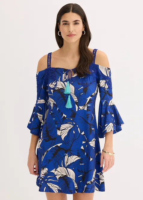 Off shoulder-kjole i utskr&aring;dd modell, bonprix