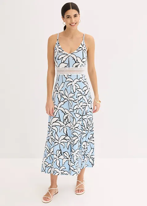 Maxikjole med blondeinnfelling, bonprix