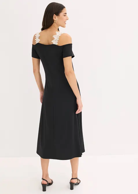 Jerseykjole med heklet blonde, bonprix