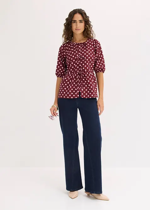 Bluse i 100% bomull med knyting, bonprix