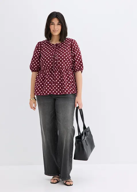 Bluse i 100% bomull med knyting, bonprix