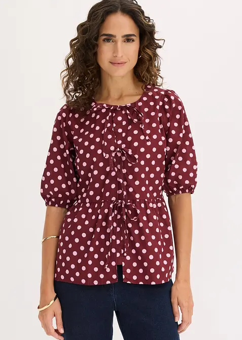 Bluse i 100% bomull med knyting, bonprix