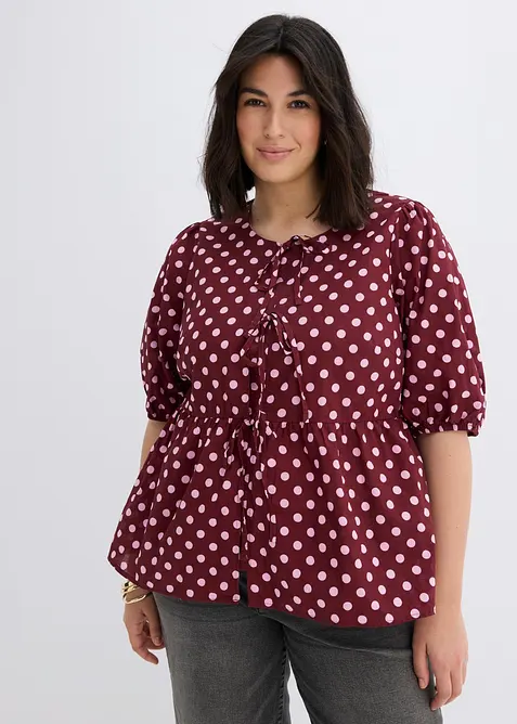 Bluse i 100% bomull med knyting, bonprix