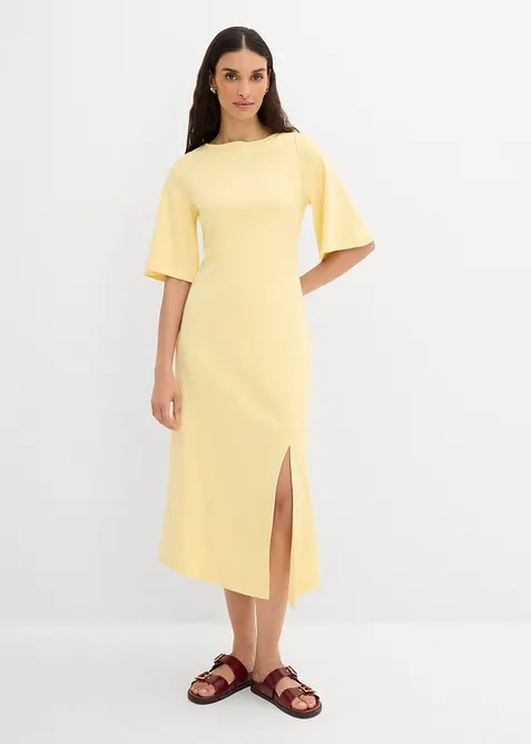 Jerseykjole i 100% &oslash;kologisk bomull med splitt, bonprix