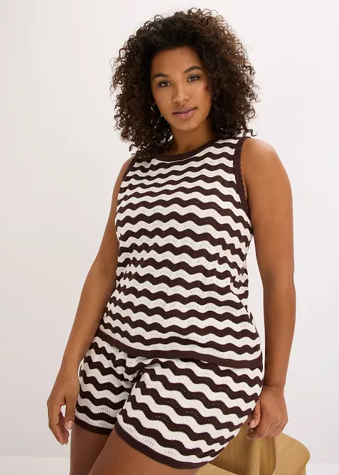 Strikket topp av linmix, bonprix