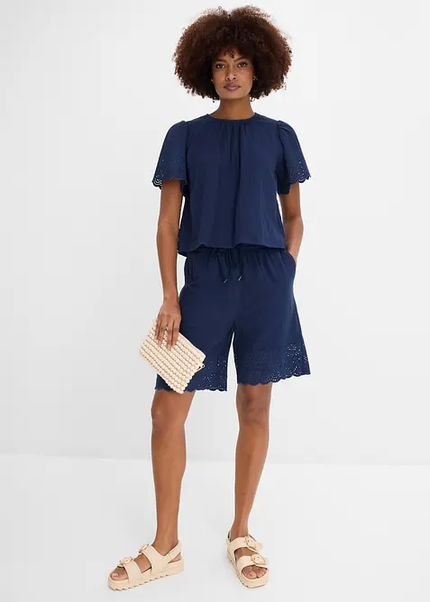 Kortermet bluse av luftig musselin, bonprix