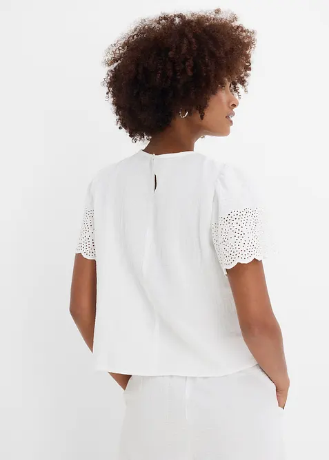 Kortermet bluse av luftig musselin, bonprix