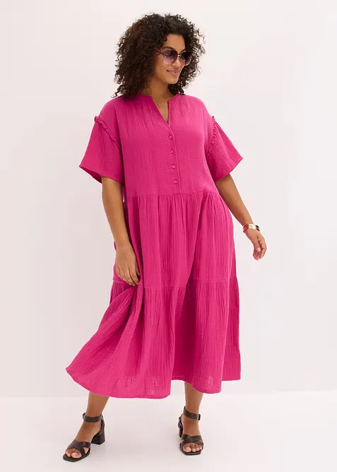 Midikjole i myk musselin, bonprix