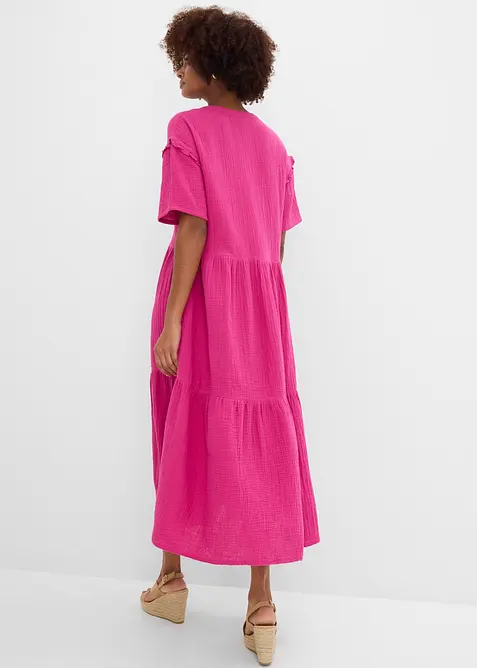 Midikjole i myk musselin, bonprix