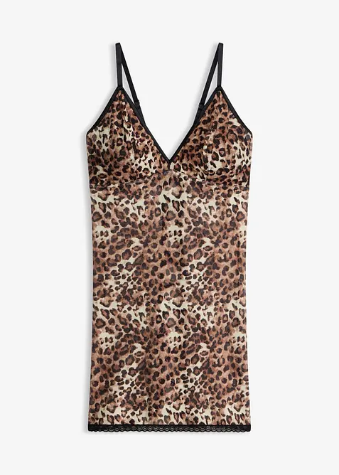 Kjole i leopardm&oslash;nstret mesh, bonprix