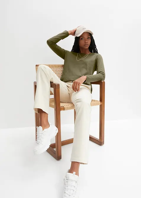 Langermet topp i lett jerseyslub, bonprix