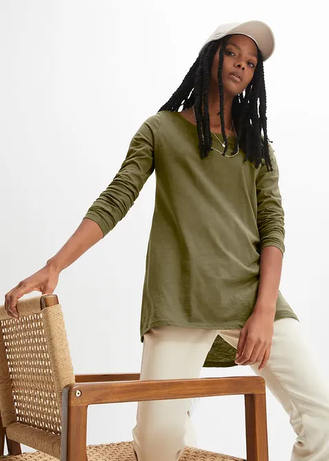 Langermet topp i lett jerseyslub, bonprix