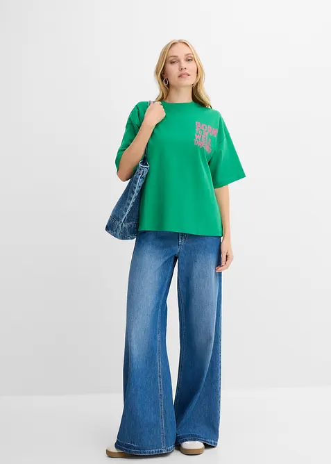 Oversized topp i 100% &oslash;kologisk bomull, bonprix