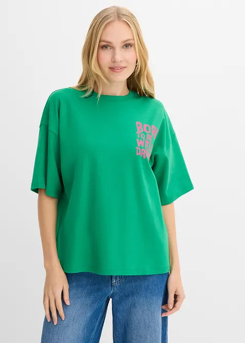 Oversized topp i 100% &oslash;kologisk bomull, bonprix