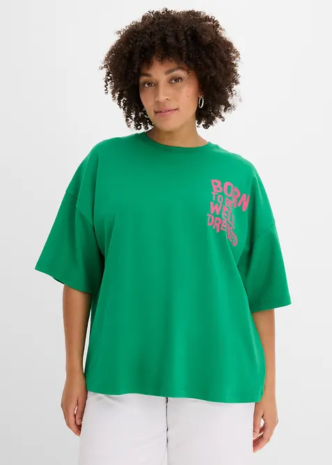 Oversized topp i 100% &oslash;kologisk bomull, bonprix