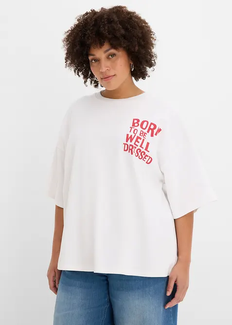 Oversized topp i 100% &oslash;kologisk bomull, bonprix
