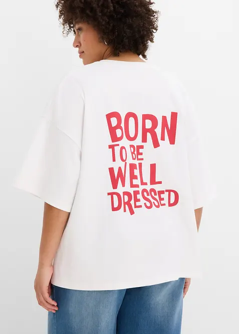 Oversized topp i 100% &oslash;kologisk bomull, bonprix