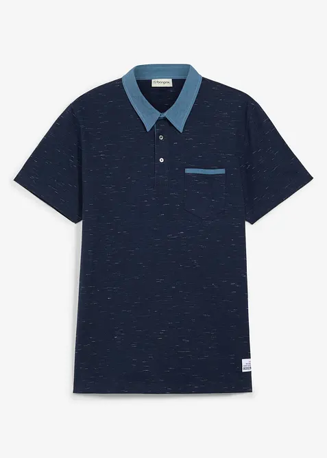 Poloskjorte med vevd krage, bonprix