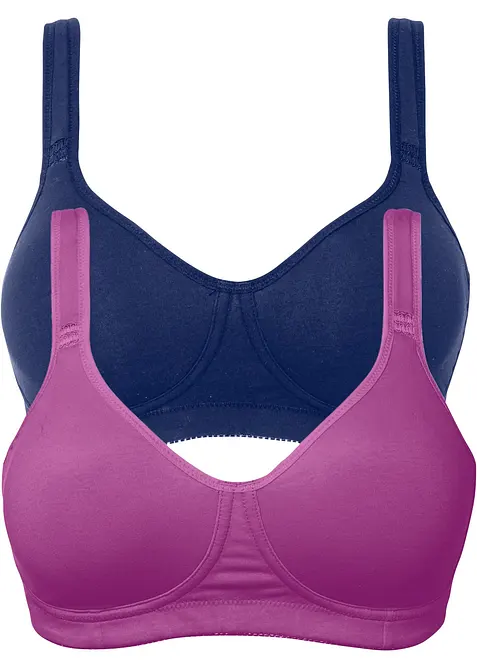 T-skjorte-BH uten b&oslash;yle med bomull (2-pack), bonprix