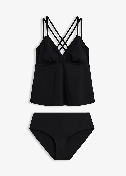 Tankini med kryssende stropper, hurtigt&oslash;rkende, bonprix