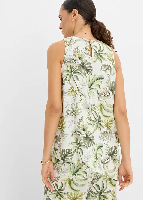 M&oslash;nstret bluse i linblanding, bonprix