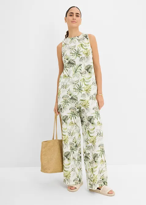 M&oslash;nstret bluse i linblanding, bonprix