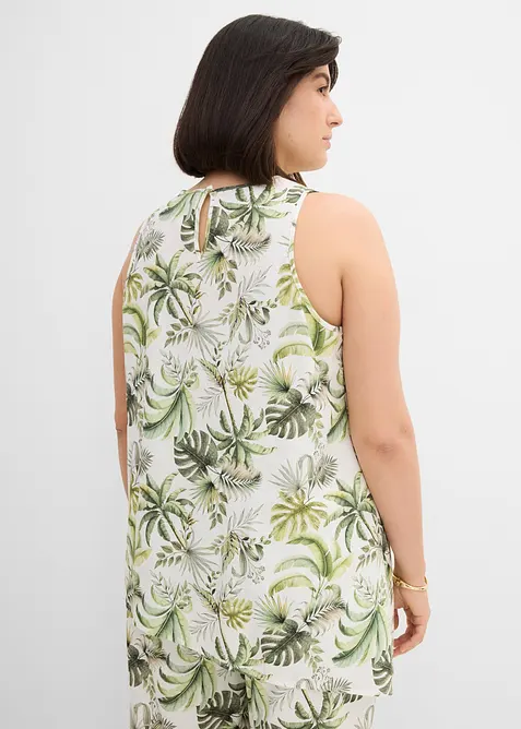 M&oslash;nstret bluse i linblanding, bonprix