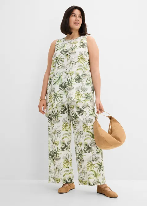 M&oslash;nstret bluse i linblanding, bonprix