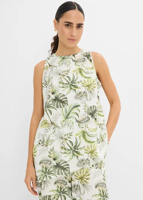M&oslash;nstret bluse i linblanding, bonprix
