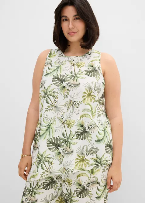 M&oslash;nstret bluse i linblanding, bonprix